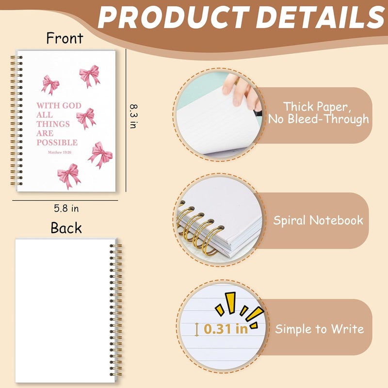 KIDEAR Christian Journal for Women, Prayer Notebook for Bible Study Notes,Cute Pink Bow Faith Journal,Coquette Preppy Christian Gifts for Teen Girls,Church Note Bible Study Supplies - A01 - Image 2